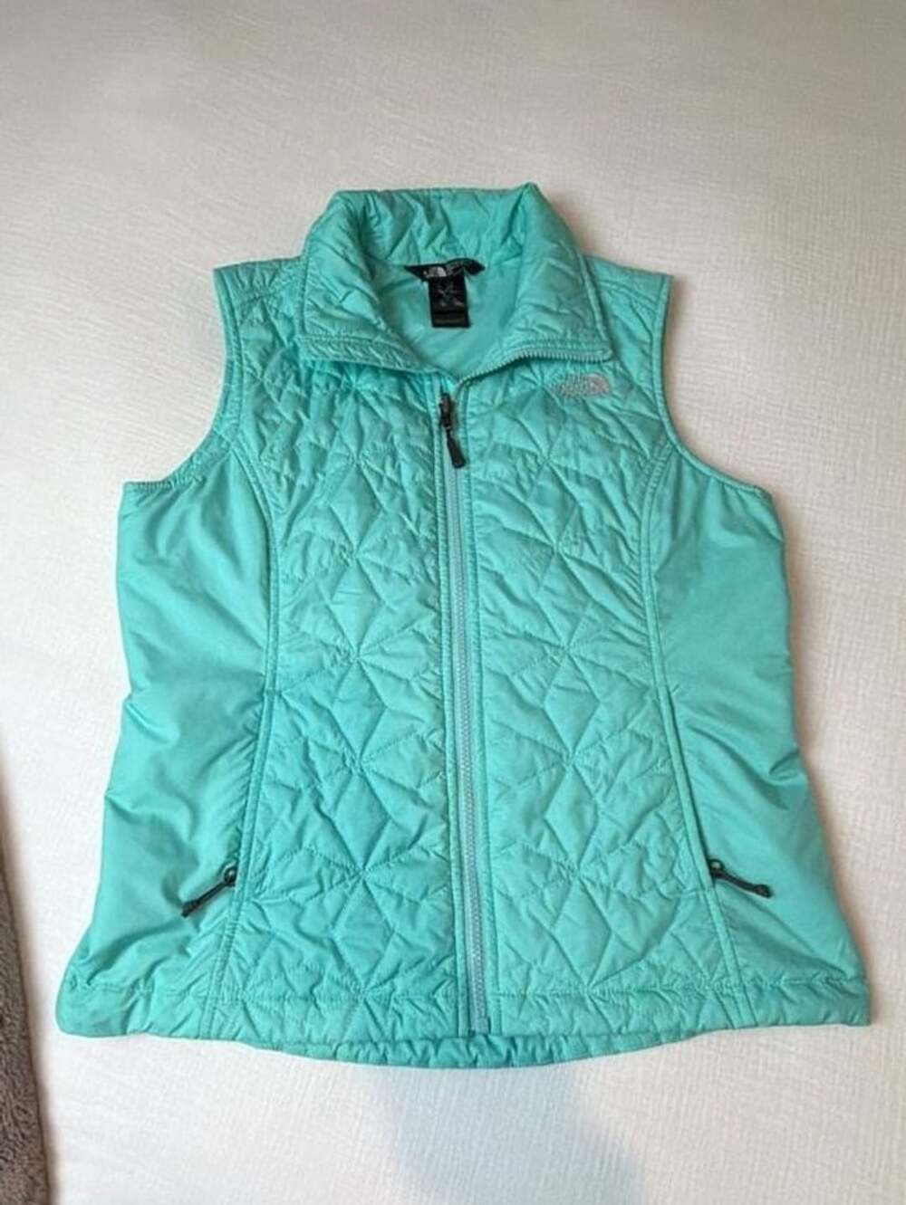 The North Face Quilted Vest Size S Turquoise Full Zip